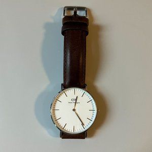 Daniel Wellington Classic Bristol Watch in Silver and Brown Leather